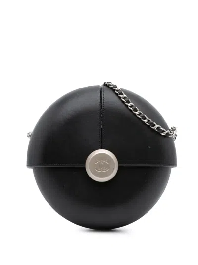 Pre-owned Chanel 2016-2017 Lambskin Evening In The Air Crossbody Bag In Black