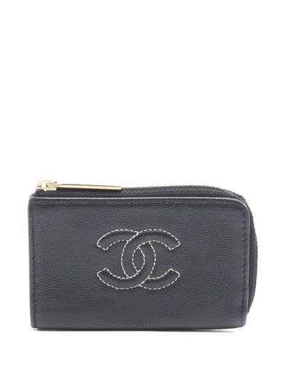 Pre-owned Chanel 2016-2017 Logo-detail Coin Purse In Black