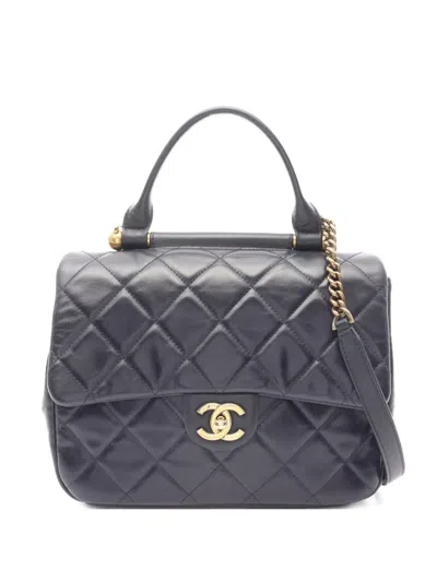 Pre-owned Chanel 2016-2017 Matelassé Top-handle Shoulder Bag In Blue