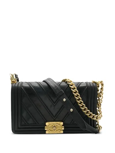 Pre-owned Chanel 2016-2017 Medium Boy  Shoulder Bag In Black