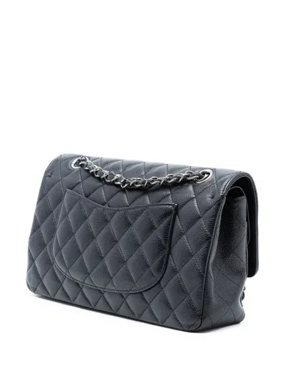 Pre-owned Chanel 2016-2017 Medium Classic Caviar Double Flap Shoulder Bag In Black