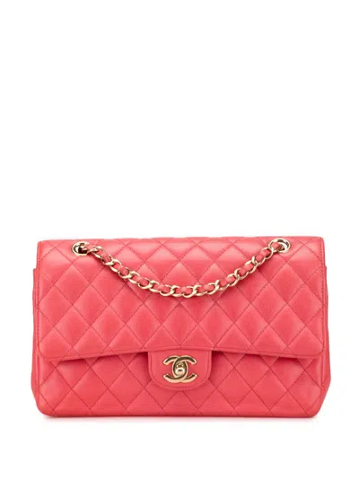 Pre-owned Chanel 2016-2017 Medium Classic Caviar Double Flap Shoulder Bag In Pink