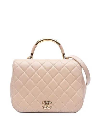 Pre-owned Chanel 2016-2017 Medium Quilted Lambskin Carry Chic Flap Satchel