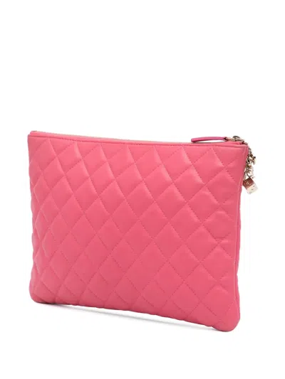 Pre-owned Chanel 2016-2017 Medium Quilted Lambskin Casino Charms O Case Clutch Bag