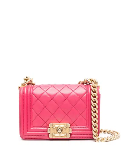 Pre-owned Chanel 2016-2017 Mini Boy Crossbody Bag In Pink