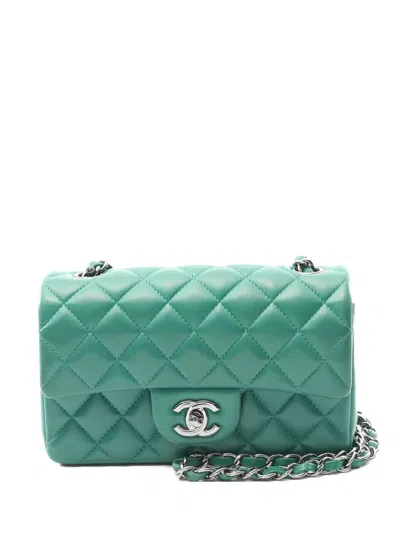 Pre-owned Chanel 2016-2017 Mini Matelassé 20 Shoulder Bag In Green