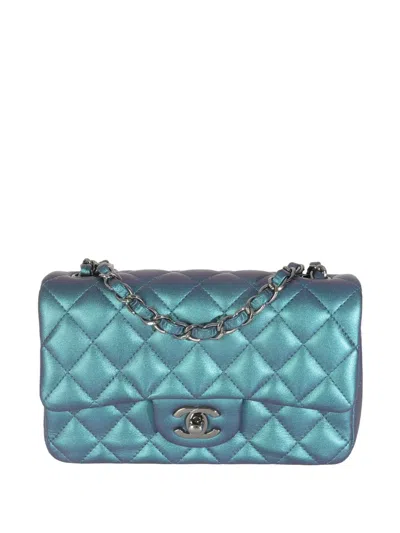 Pre-owned Chanel 2016-2017 Mini Quilted Flap Shoulder Bag In Blue
