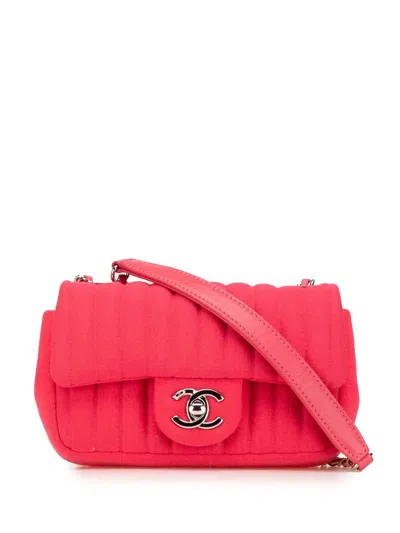 Pre-owned Chanel 2016-2017 Mini Vertical Quilted Jersey Single Flap Shoulder Bag