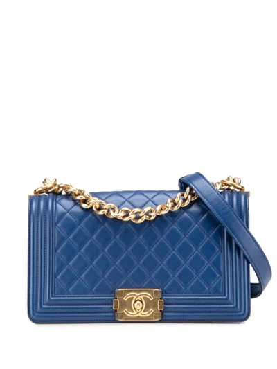 Pre-owned Chanel 2016-2017 Old Medium Quilted Lambskin Boy Flap Crossbody Bag