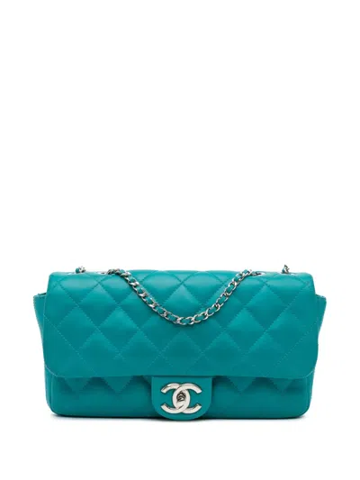 Pre-owned Chanel 2016-2017 Paris-seoul Medium Lambskin Coco Rain Flap Shoulder Bag In Green