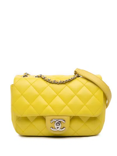 Pre-owned Chanel 2016-2017 Paris Seoul Small Rubber Coco Rain Flap Shoulder Bag In Yellow