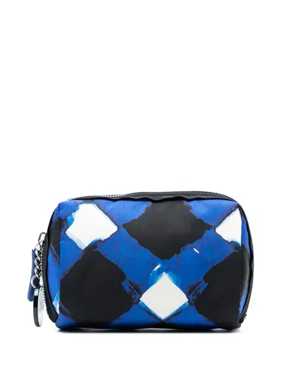 Pre-owned Chanel 2016-2017 Printed Nylon Airlines Pouch In Blue