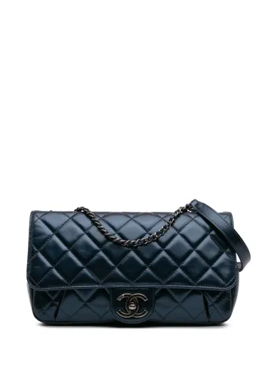Pre-owned Chanel 2016-2017 Quilted Glazed Calfskin Coco Pleats Flap Crossbody Bag