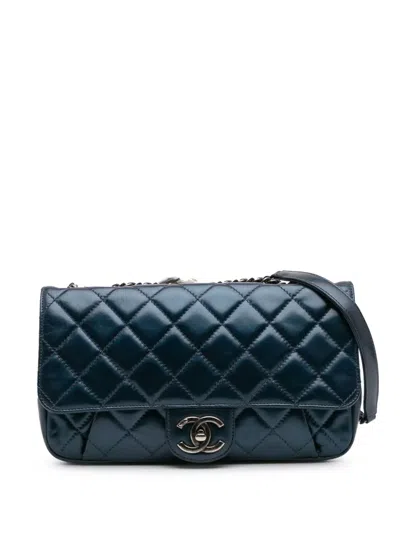 Pre-owned Chanel 2016-2017 Quilted Glazed Calfskin Coco Pleats Flap Crossbody Bag