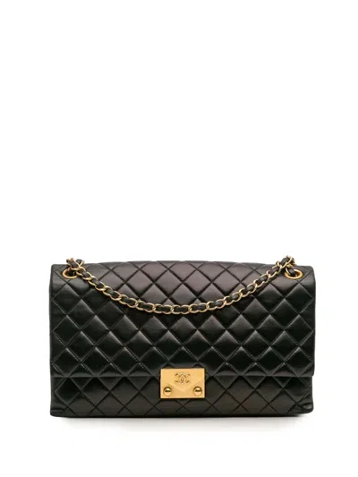 Pre-owned Chanel 2016-2017 Quilted Lambskin Pagoda Accordion Flap Shoulder Bag In Black