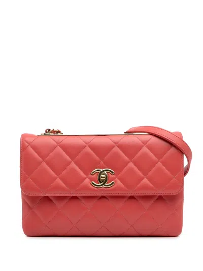 Pre-owned Chanel 2016-2017 Quilted Lambskin Trendy Cc Flap Shoulder Bag In Pink