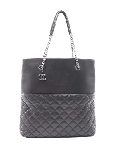 Pre-owned Chanel 2016-2017 Quilted Lambskin Urban Delight Tote Bag In Black