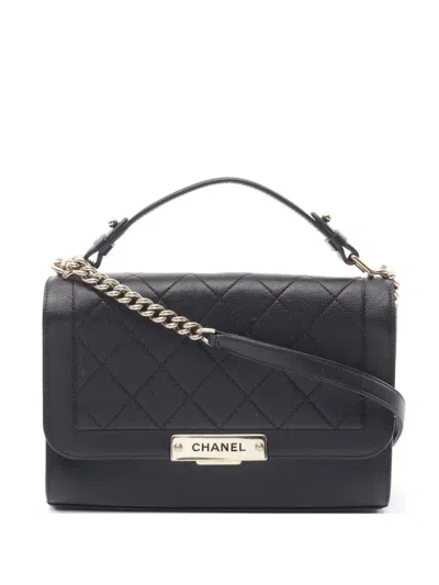 Pre-owned Chanel 2016-2017 Quilted Leather Two-way Handbag In 黑色
