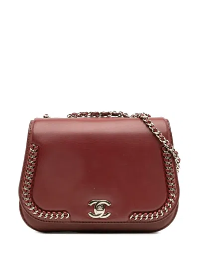 Pre-owned Chanel 2016-2017 Small Calfskin Braided Chic Flap Shoulder Bag In Red