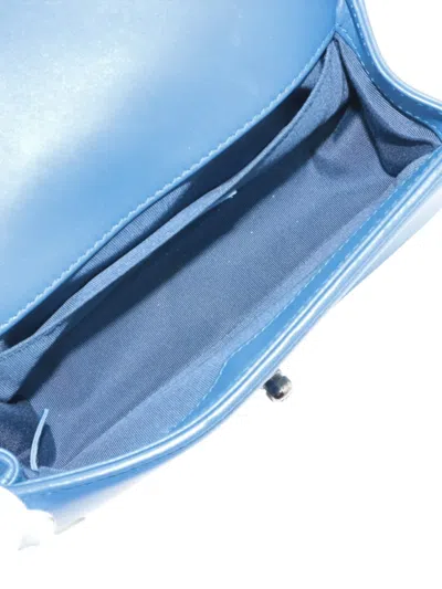 Pre-owned Chanel 2016-2017 Small Chevron Lambskin Boy Flap Shoulder Bag In Blue