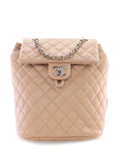 Pre-owned Chanel 2016-2017 Small Lambskin Urban Spirit Backpack In Brown