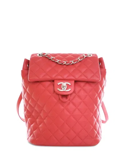 Pre-owned Chanel 2016-2017 Small Lambskin Urban Spirit Backpack In Red