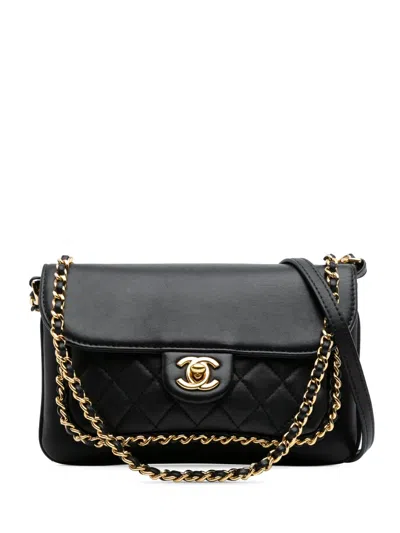 Pre-owned Chanel 2016-2017 Small Quilted Lambskin Cc Unchained Flap Satchel