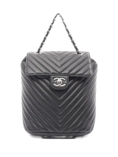 Pre-owned Chanel 2016-2017 V-stitch Backpack In Black