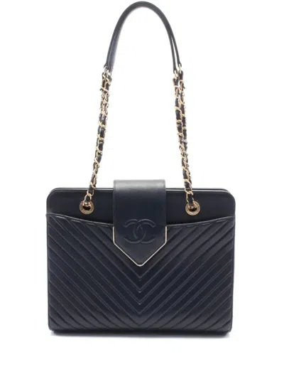 Pre-owned Chanel 2016-2017 V-stitch Shoulder Bag In Blue