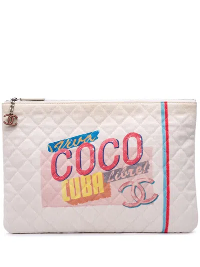 Pre-owned Chanel 2016-2017 Viva Coco Cuba Libre Canvas Clutch Bag