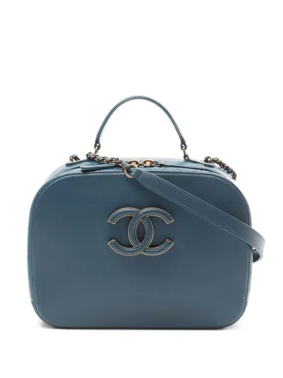 Pre-owned Chanel 2016-2017s Coco Mark Leather Shoulder Bag In Blue
