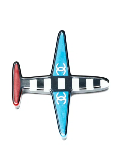 Pre-owned Chanel 2016 Air Plane Brooch In Blue
