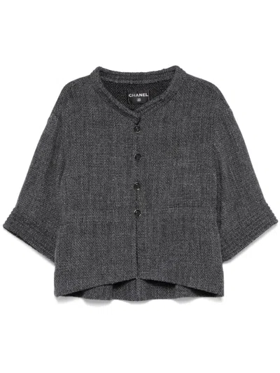 Pre-owned Chanel 2016 Band-collar Jacket In Grey