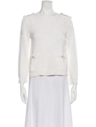 Pre-owned Chanel 2016 Bateau Neckline Sweater In White