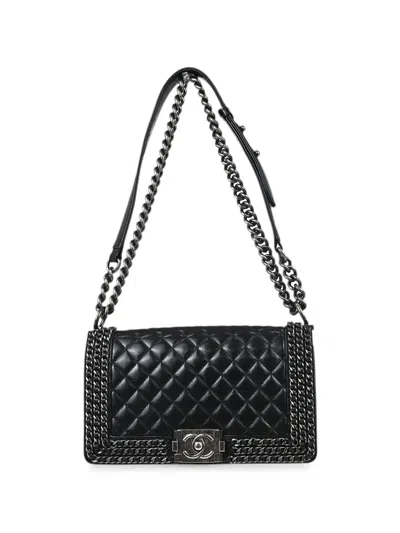 Pre-owned Chanel 2016 Boy Quilted Shoulder Bag In Black