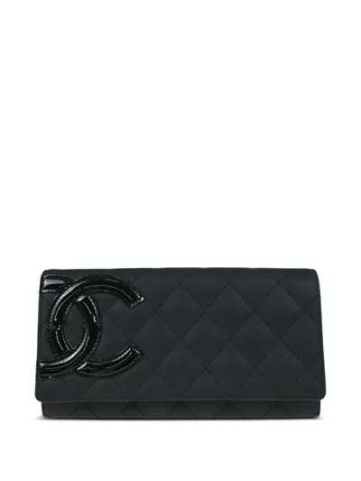 Pre-owned Chanel 2016 Cambon Line Wallet In Black