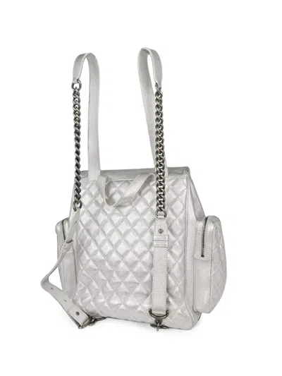 Pre-owned Chanel 2016 Casual Rock Backpack In Silver