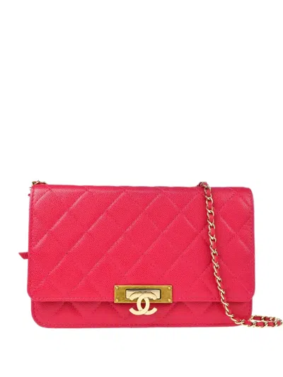 Pre-owned Chanel 2016 Caviar Leather Cross Body Bag In Pink