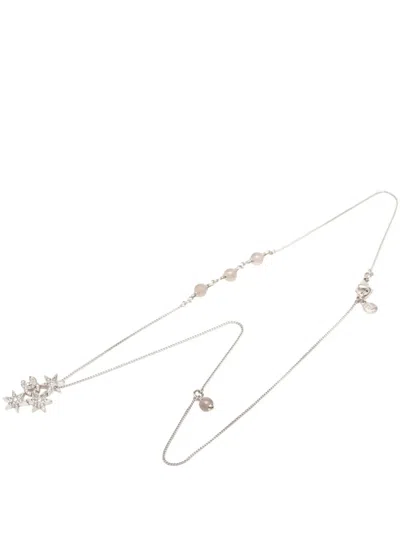 Pre-owned Chanel 2016 Cc Silver Plated Beads And Rhinestones Star Pendant Necklace Costume Necklace