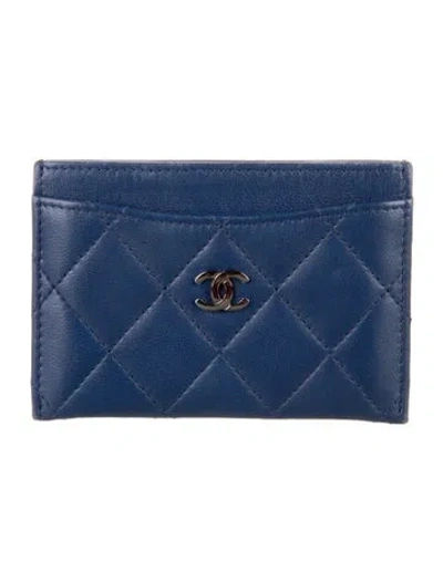 Pre-owned Chanel 2016 Classic Cardholder Card Holder In Blue
