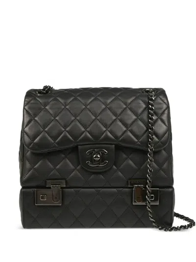 Pre-owned Chanel 2016 Cockpit Flap Shoulder Bag In Black