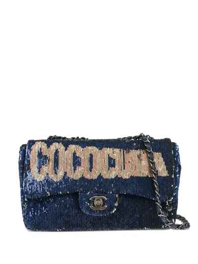 Pre-owned Chanel 2016 Coco Cuba Single Flap Chain Shoulder Bag In Blue