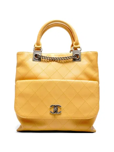 Pre-owned Chanel 2016 Coco Mark Bucket Bag In Yellow