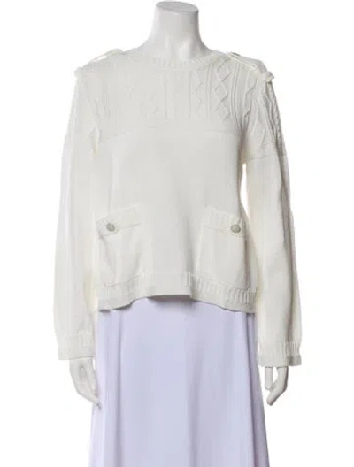 Pre-owned Chanel 2016 Crew Neck Sweater W/ Tags In White