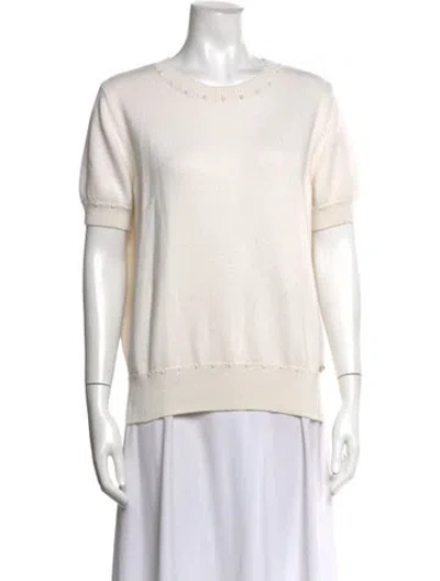Pre-owned Chanel 2016 Crew Neck Sweater In White