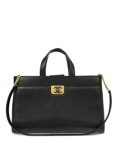 Pre-owned Chanel 2016 Diamond-quilted Tote Bag In Black