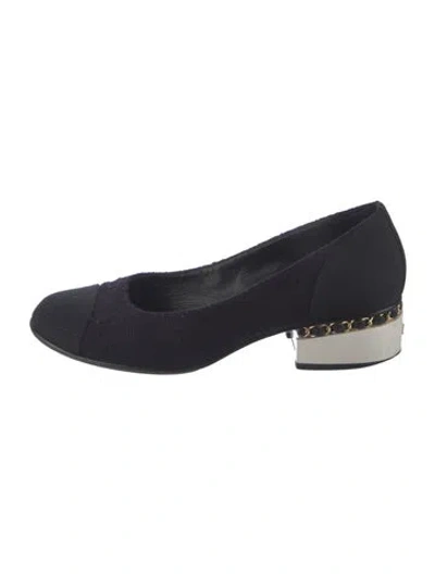 Pre-owned Chanel 2016 Interlocking Cc Logo Ballet Flats In Black/blue