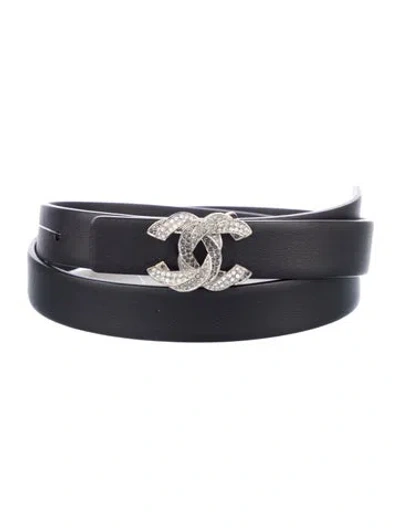 Pre-owned Chanel 2016 Interlocking Cc Logo Belt In Black
