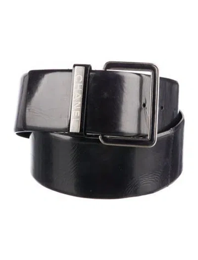 Pre-owned Chanel 2016 Interlocking Cc Logo Belt In Black