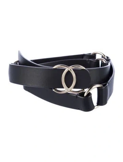 Pre-owned Chanel 2016 Interlocking Cc Logo Belt In Black